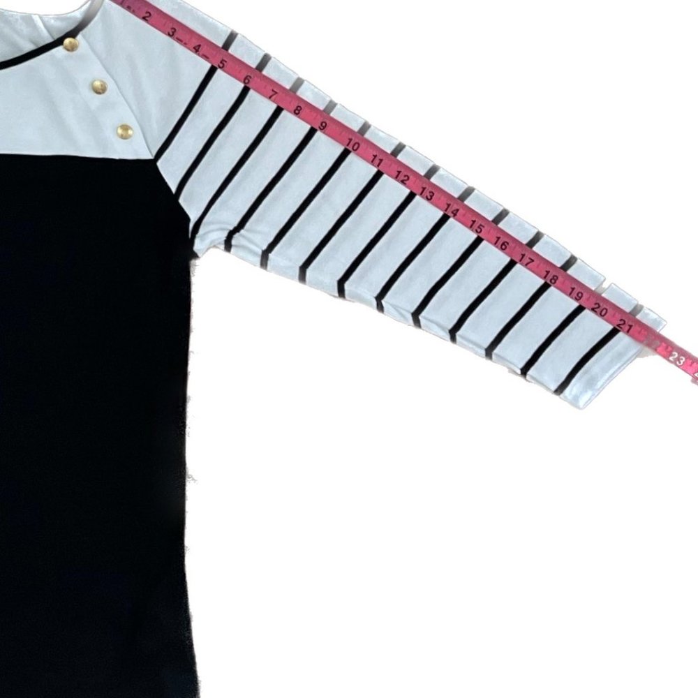 EUC Lauren Ralph Lauren Black & White Striped Top Size XL - Picture 9 of 10